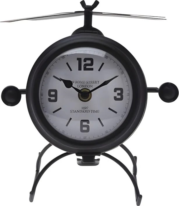 Stolné hodiny Helikoptéra – čierna 21 × 22 × 21 cm