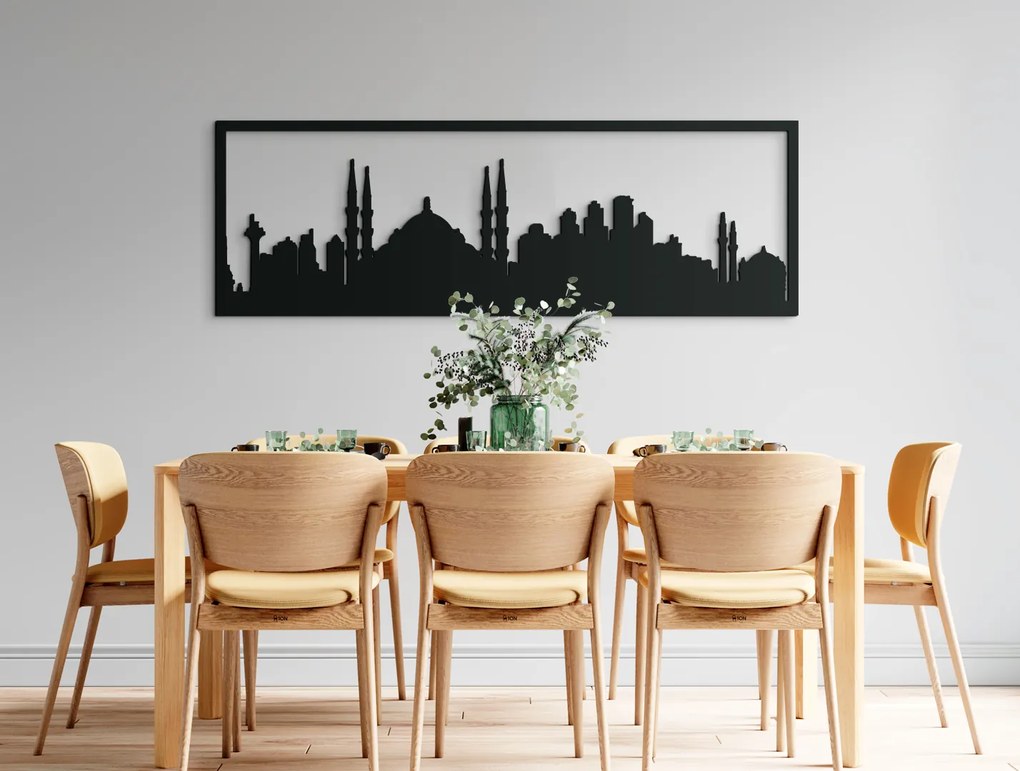 drevko Obraz Istanbul panoráma Rozmer obrazu: 29,5 x 89 cm, Farba dekorácie: Čierna