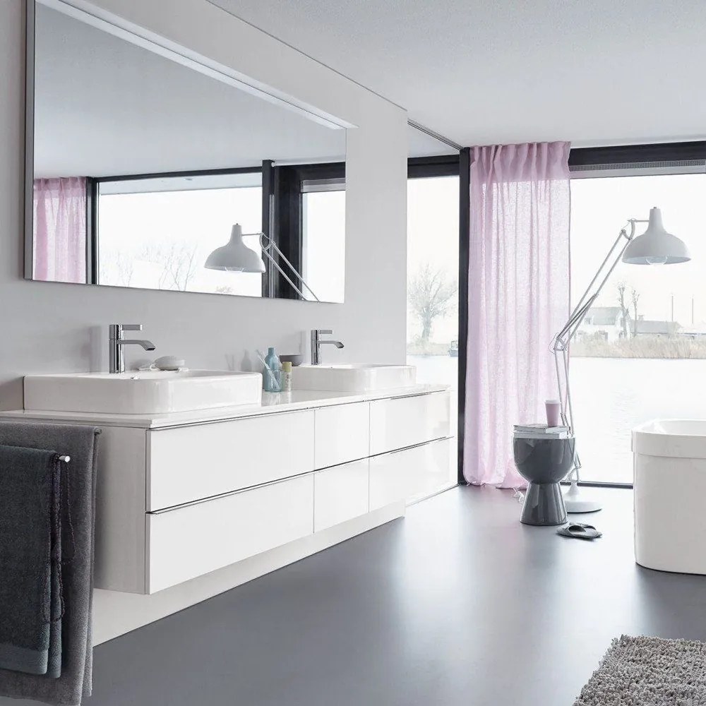 DURAVIT Happy D.2 obdĺžniková umývadlová misa s otvorom, s prepadom, 600 x 460 mm, biela, s povrchom WonderGliss, 23156000001