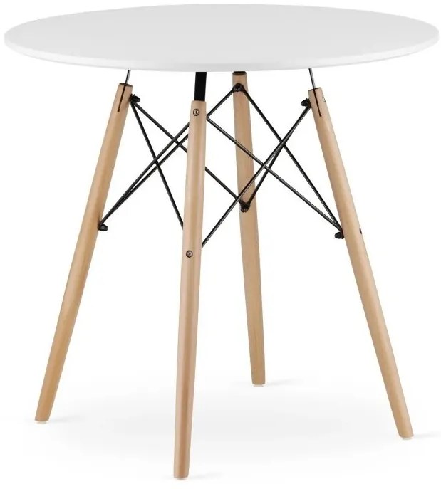 Jedálenská zostava TODI 80cm okrúhly stolový set biely + 4 stoličky OSAKA biele