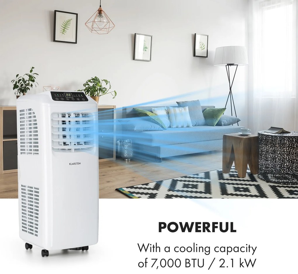 Klarstein Pure Blizzard 3 2G, mobilná klimatizácia 3 v 1, ventilátor, odvlhčovač vzduchu, 7 000 BTU/808 W, biela
