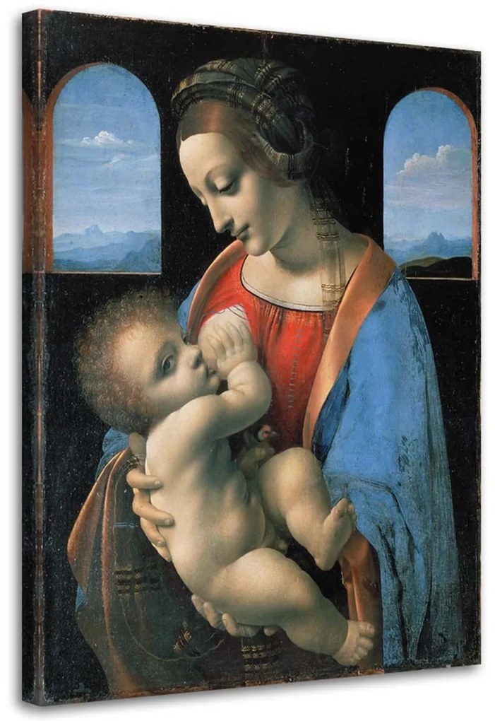 Obraz na plátně, REPRODUKCE Madonna Litta - Da Vinci - 60x90 cm