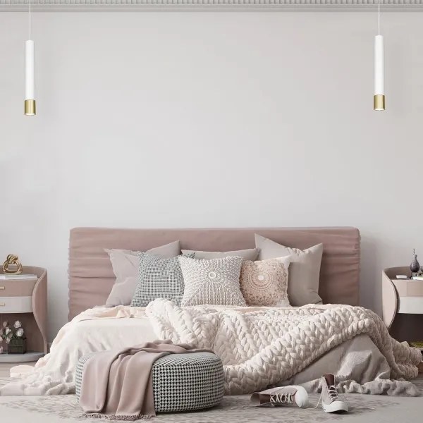 Luster na lanku NEST 1xGU10/8W/230V biela/zlatá