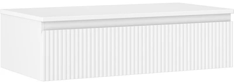Mexen Rivel, kúpeľňová skrinka 90 cm s hornou časťou, 1 zásuvka, drážkovaná, biela matná, 91A20-09023-1-BFC01