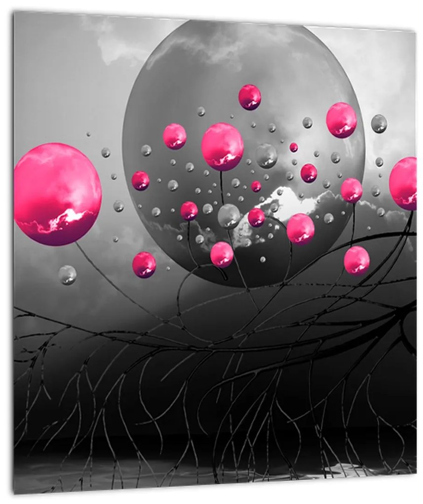 Obraz ružových abstraktných gulí (30x30 cm)