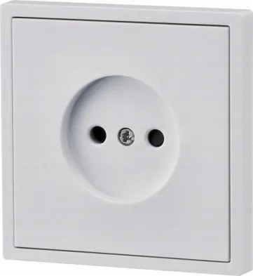 Elektrická zásuvka jednoduchá biela fi60 s bielym rámom