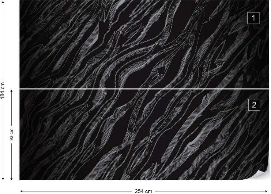 GLIX Fototapeta - 3D Abstract Black Texture Vliesová tapeta  - 254x184 cm