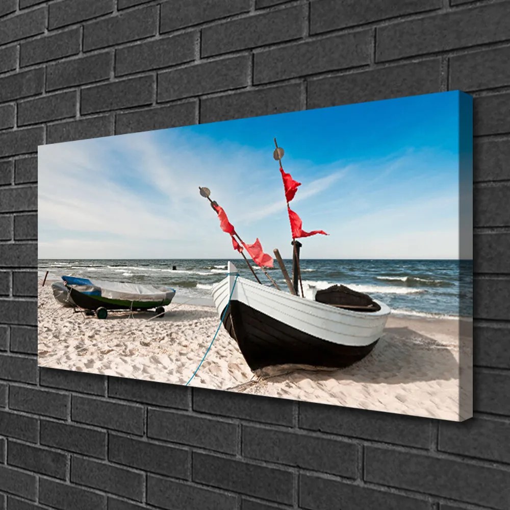 Obraz Canvas Loďka pláž príroda 140x70 cm