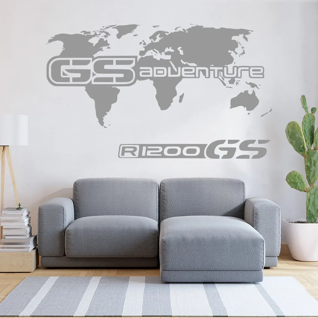 Veselá Stena Samolepka GS Adventure Mapa Farba: hnědá, Veľkosť: 40 x 23 cm