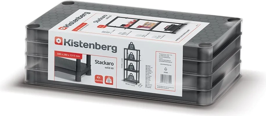 Prosperplast Regál plastový 4 police STACKARO SMALL 58 x 28 x 131,5 cm - čierny