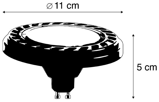 Sada 5 stmievateľných LED AR111 čiernych 8W 600lm 2700K s päticou GU10