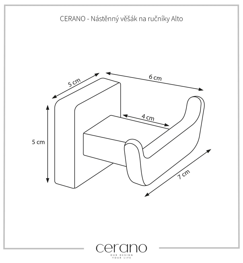 CERANO - Nástenný vešiak na uteráky Alto - chróm, CER-CER-479542