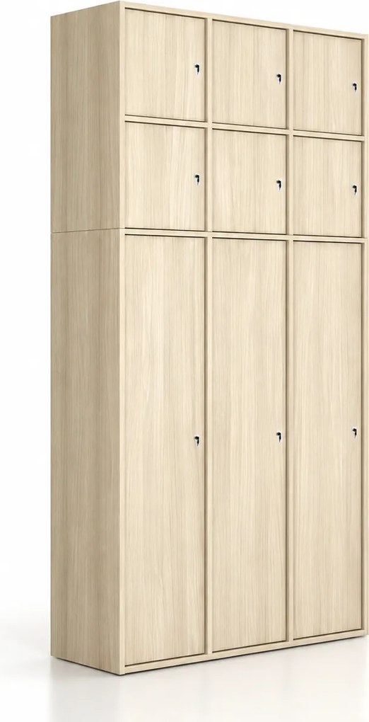 Nadstavba pre skrine FRAME, 6x dvere, 1299 x 450 x 854 mm, cylindrický zámok, dub prírodný