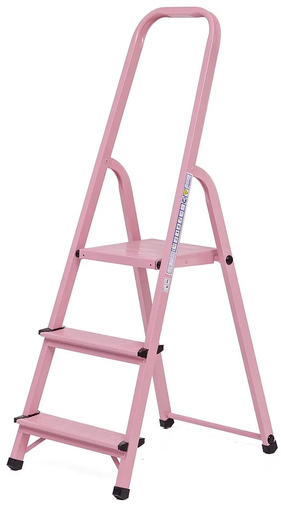 Elkop Oceľový rebrík ružový, 3 priečky