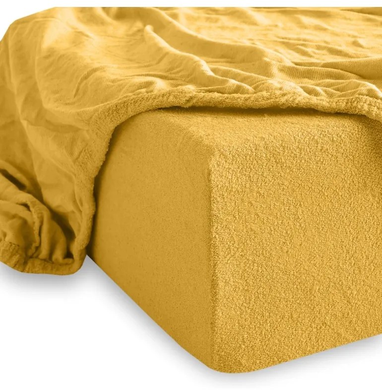 Plachta posteľná tmavožltá froté EMI, Plachta 90 (100)x200