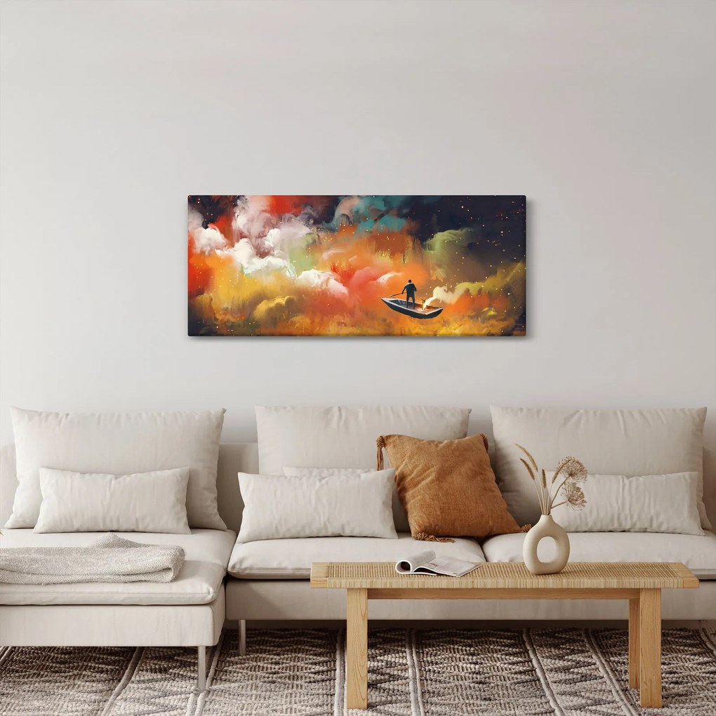 Obraz - Muž plaviace vesmírom (120x50 cm)