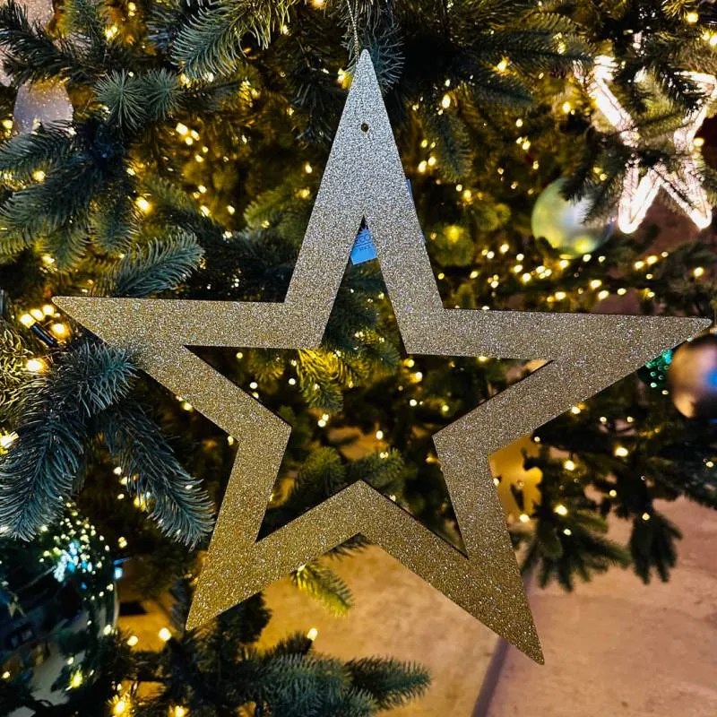 DECOLED Zlatá hvězda, dutá, 80 cm