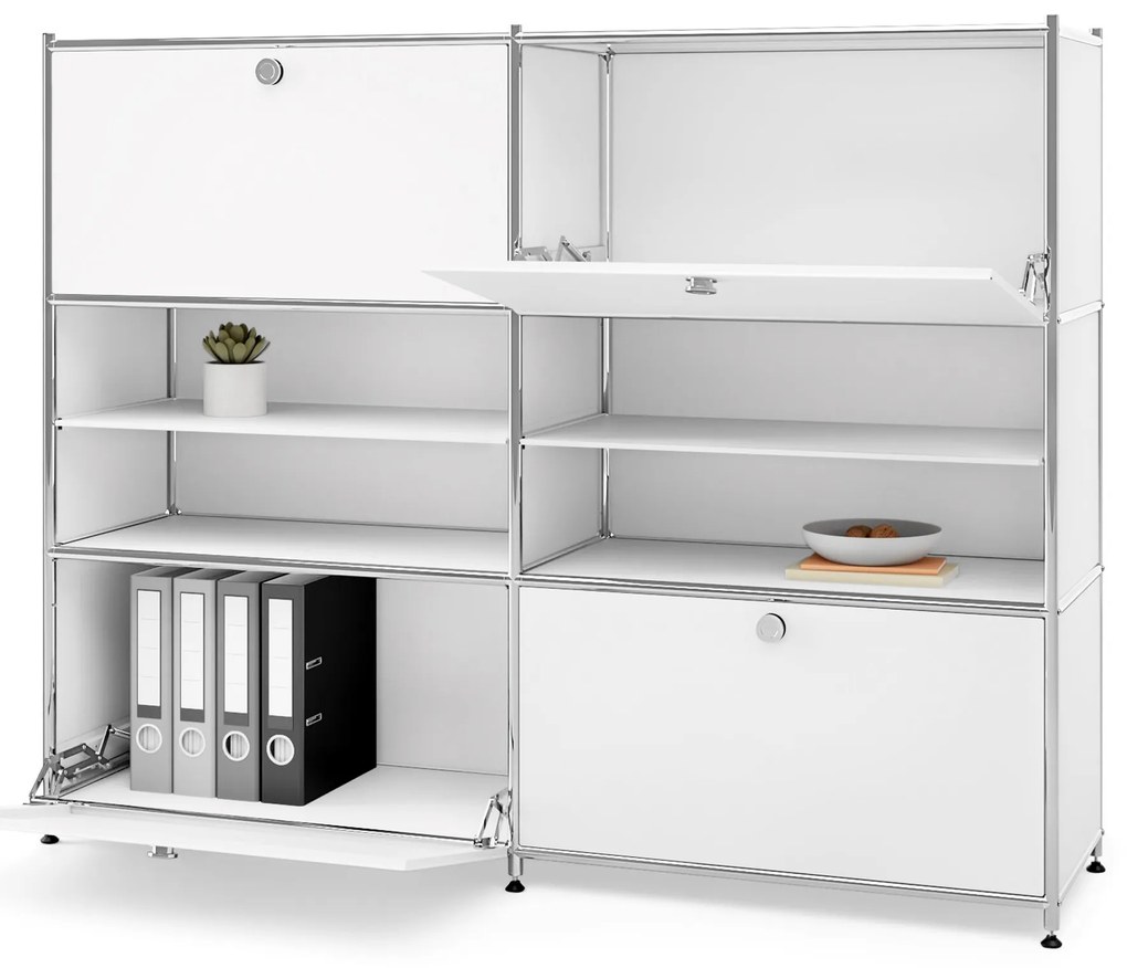 Kovová komoda »CN3« so 4 výklopnými priečinkami, biela