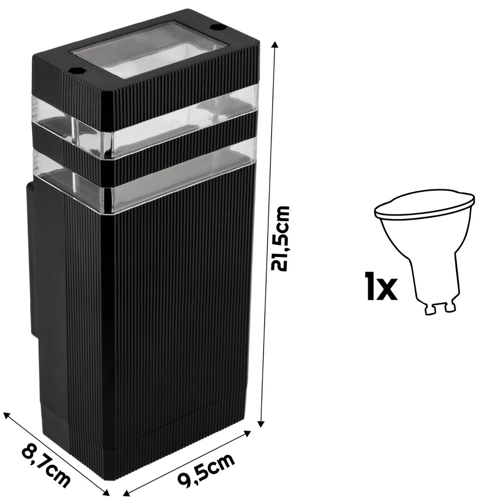 BERGE LED fasádne svietidlo 1xGU10 IP44 čierne