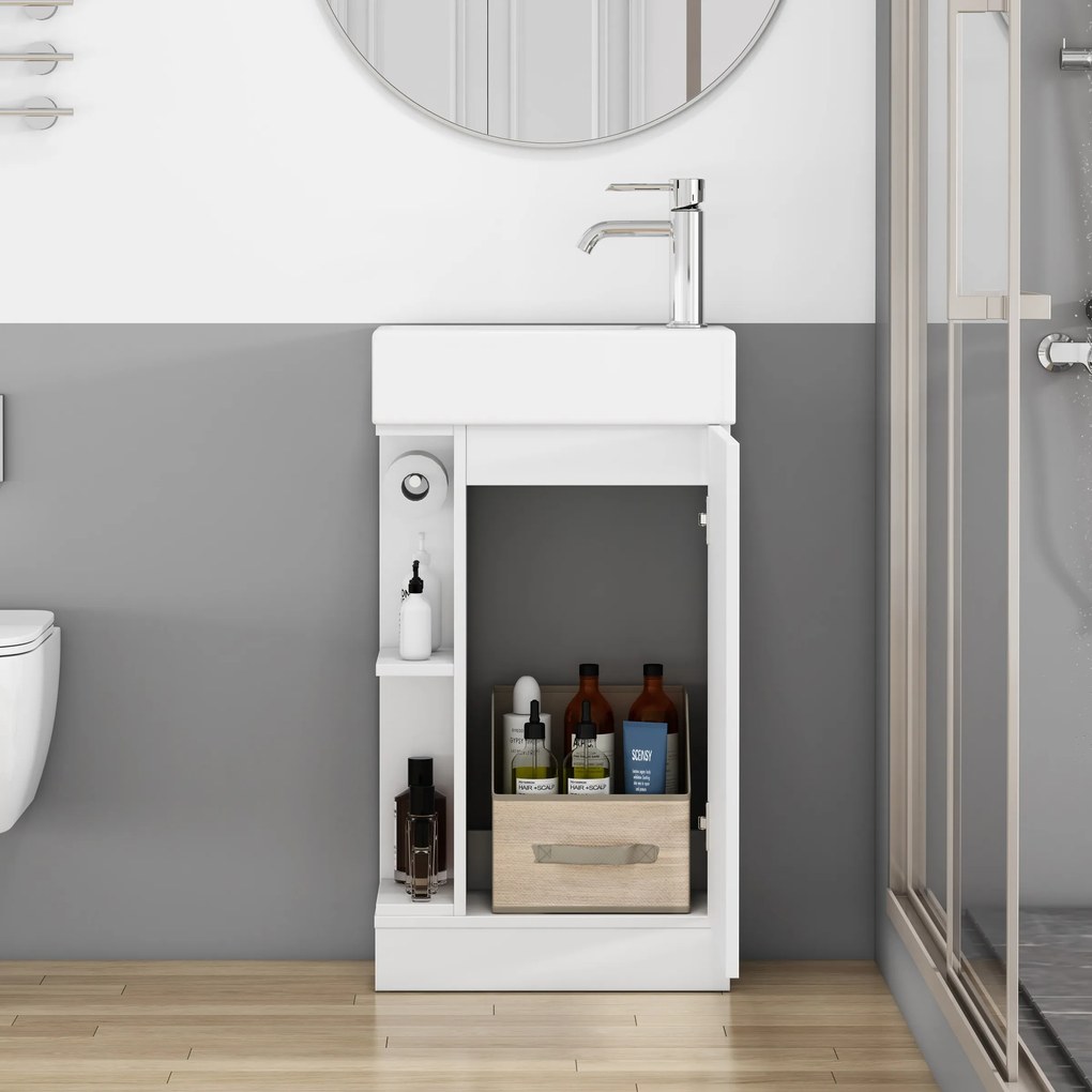 Voľne stojaca skrinka s umývadlom Houseland Ruvin 46 cm biela