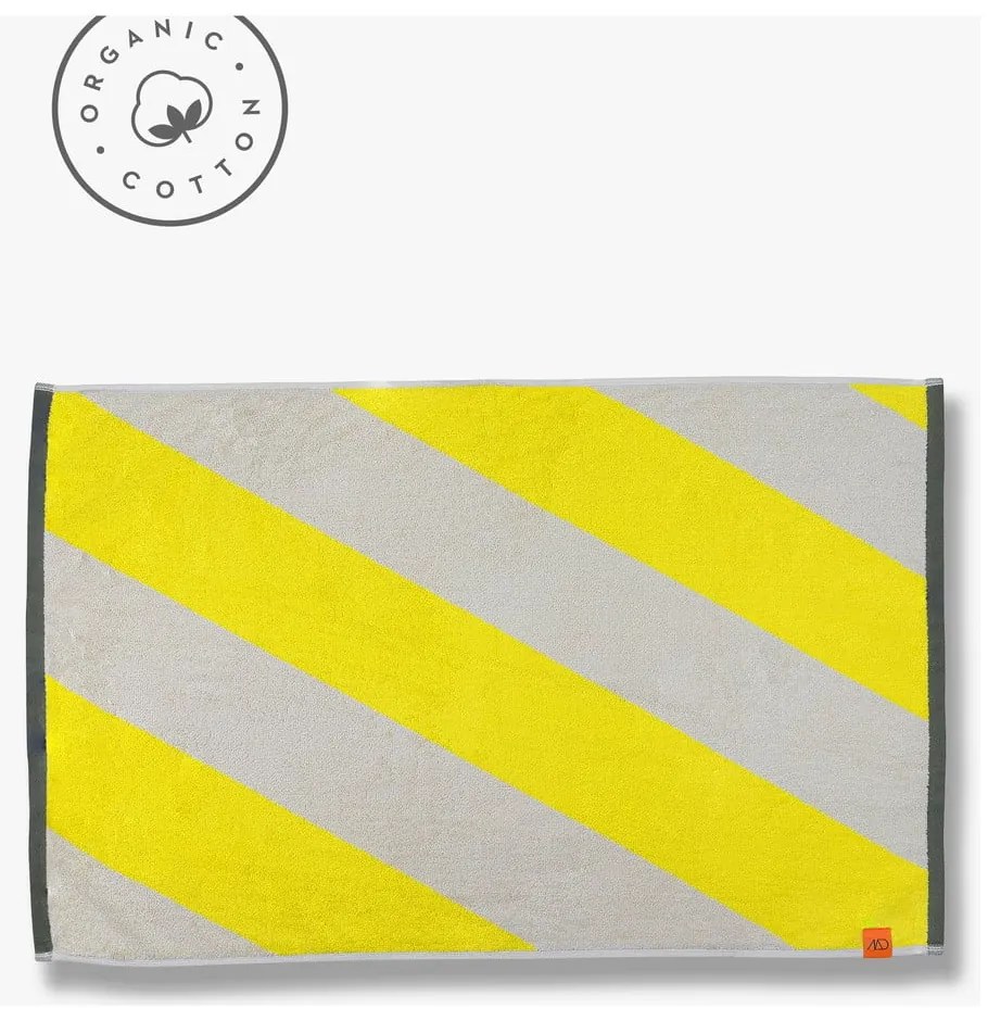 Žltá kúpeľňová predložka z bio bavlny 50x80 cm Diagonal - Mette Ditmer Denmark