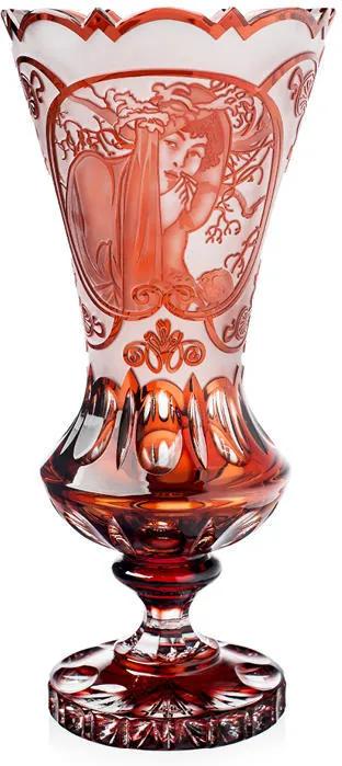 Bohemia Crystal Brúsená váza 82501/GR/portret/430mm - červená
