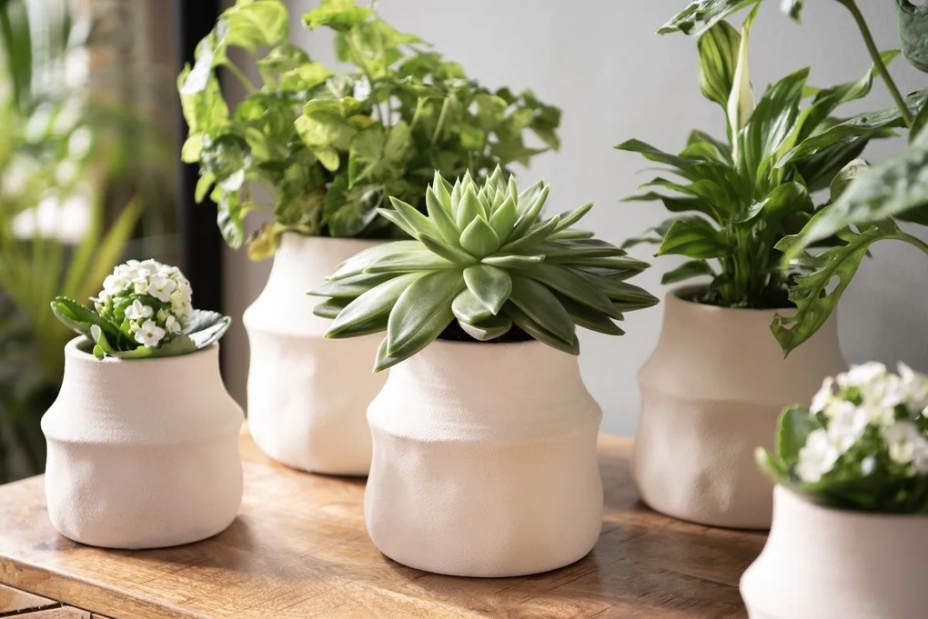 Béžový antik obal na kvetináč Lora L - Ø17*16 cm