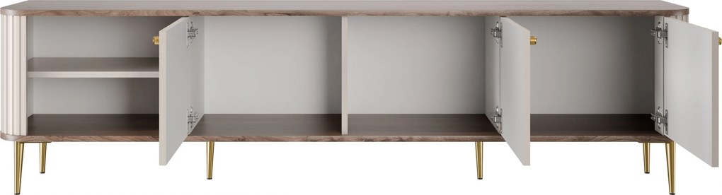TV skrinka Vesper 3D 187 cm - kašmír / orech / zlaté nohy
