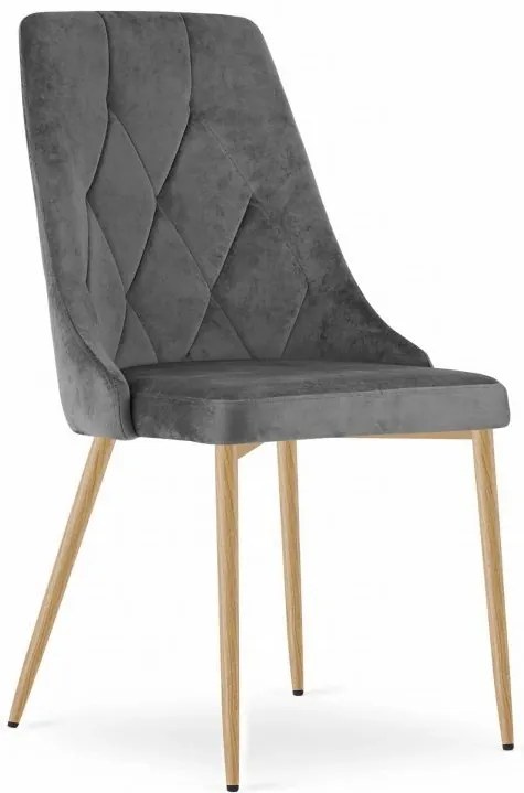 Set 4 stoličiek IMOLA - sivý zamat / nohy vo farbe dreva