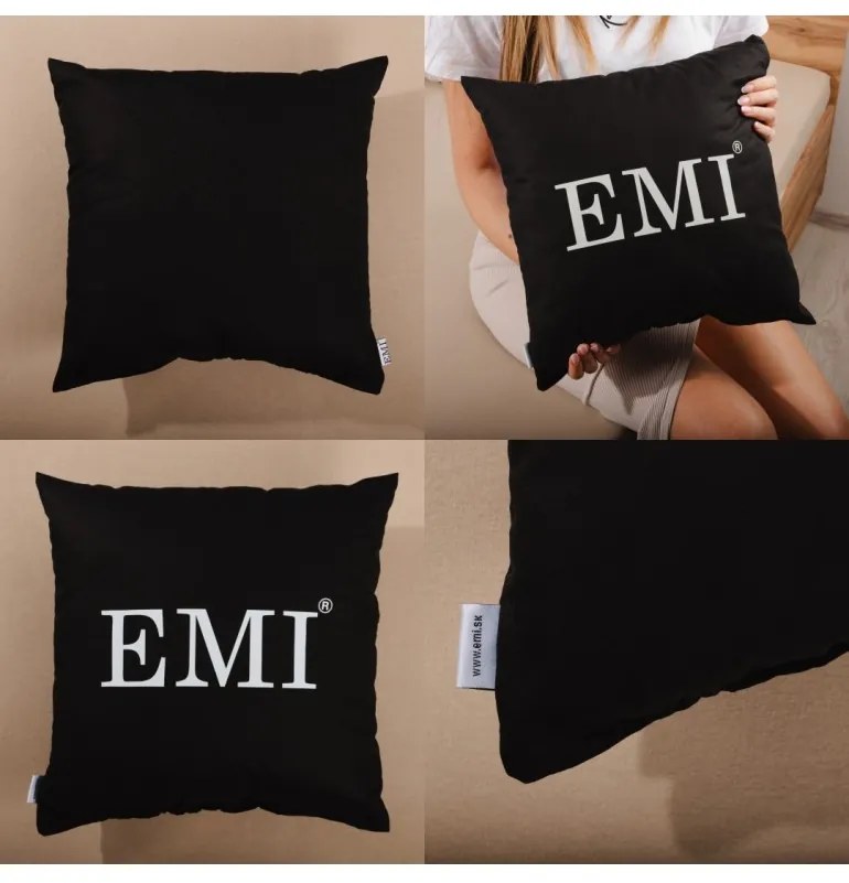 Vankúš 40x40 s potlačou čierny EMI