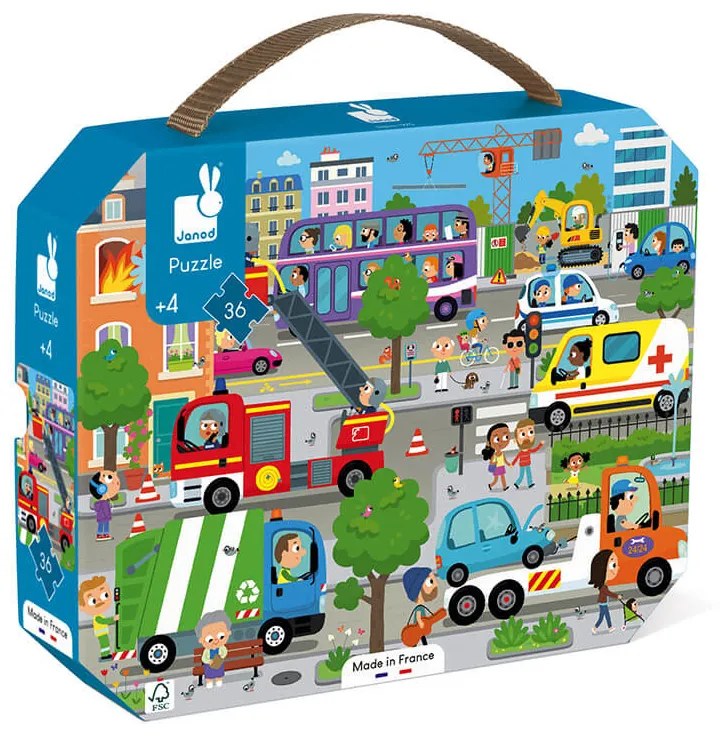 Janod Puzzle pre deti Mesto v kufríku 36 ks