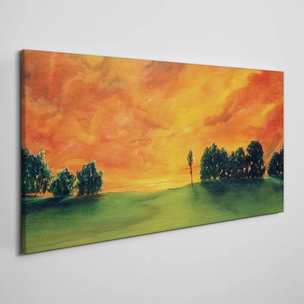 Obraz Canvas Západ slnka stromy neba