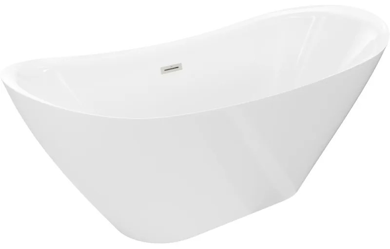 Mexen Lotos, voľne stojaca vaňa 180 x 75 cm, biela, prepad brúsený nikel, 52051807700-97