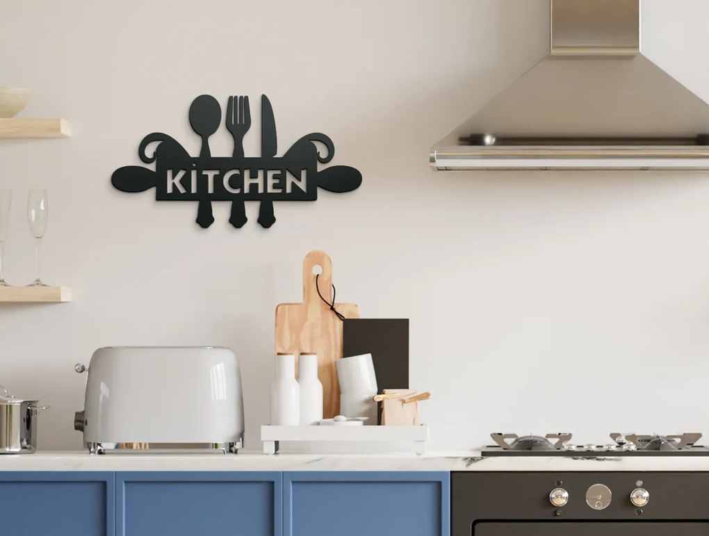 drevko Drevená dekorácia Kitchen Rozmer obrazu: 23,5 x 44,5 cm, Farba dekorácie: Čierna