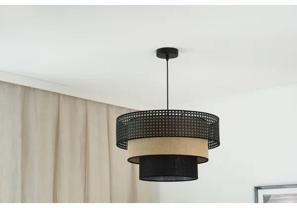 Brilagi - Luster na lanku DAKOTA LUNETA 1xE27/15W/230V pr. 45 cm čierna/ratan