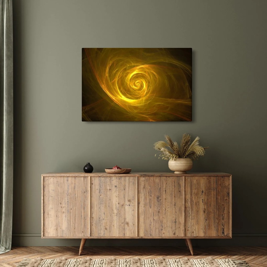 Obraz abstraktnej žltej špirály (90x60 cm)