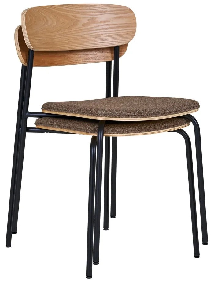 Čierna/hnedá stohovateľná jedálenská stolička v dekore jaseňa Estepona – House Nordic