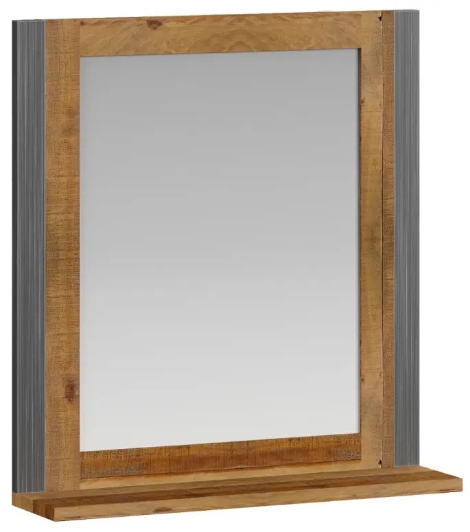 furniture-nabytek.cz - Masívne kúpeľňové zrkadlo Detroit z recyklovanej borovice a kovu, lakované, hnedé – 60×15×65 cm