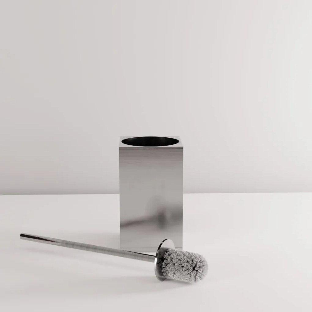 Rea Til, kovový stojan na WC s kefou, brúsená oceľ, REA-88096