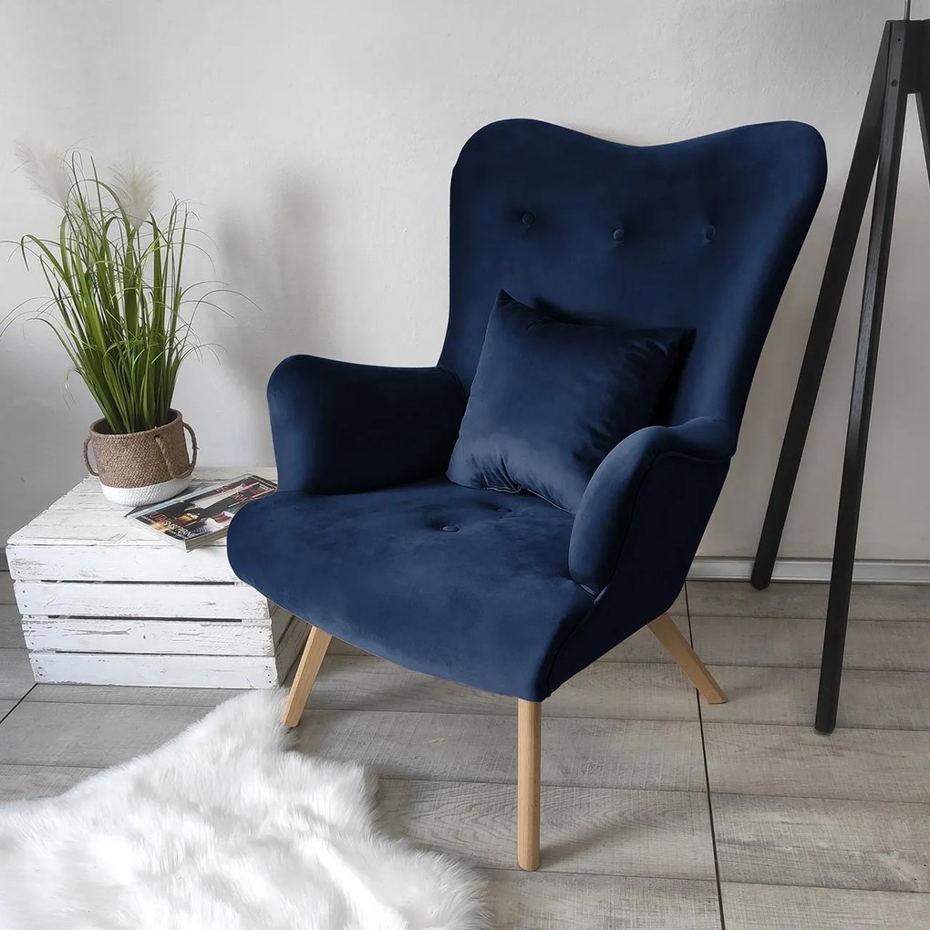 Kreslo v škandinávskom štýle na nožičkách Blanco, Farby: Magic Velvet 2258