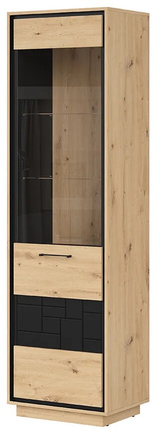 Vitrína BRW Pont REG1W (dub artisan + čierna matná). Akcia -18%. Vlastná spoľahlivá doprava až k Vám domov. 1063038