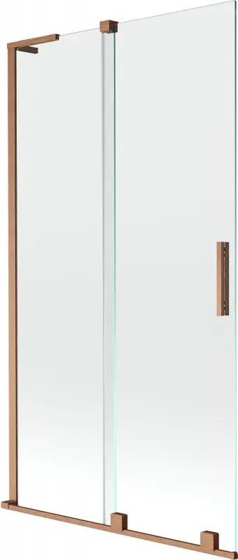 Mexen Velar L, 2-krídlová posuvná vaňová zástena 100 x 150 cm, 8mm číre sklo, medená matná, 896-100-003-01-65