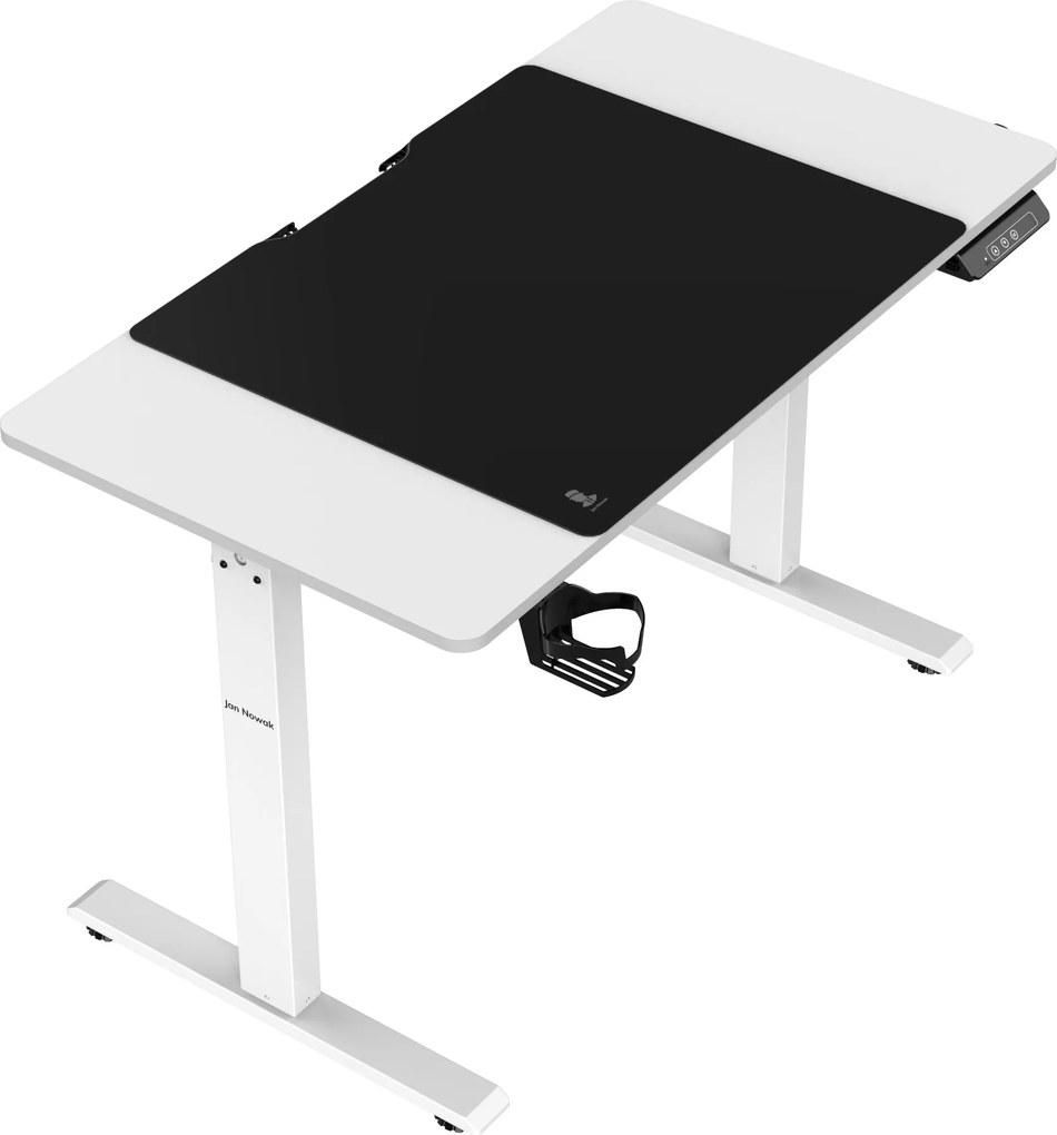 Písací stôl s elektrickým nastavením výšky, biely, 1100x720x600 mm: EGON