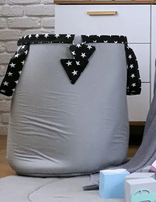 Detský kôš na hračky HVIEZDIČKY - šedočierny