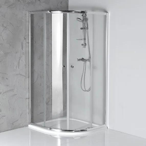 Aqualine, ARLETA štvrťkruhová sprchová zástena 800x800mm, číre sklo, HLS800