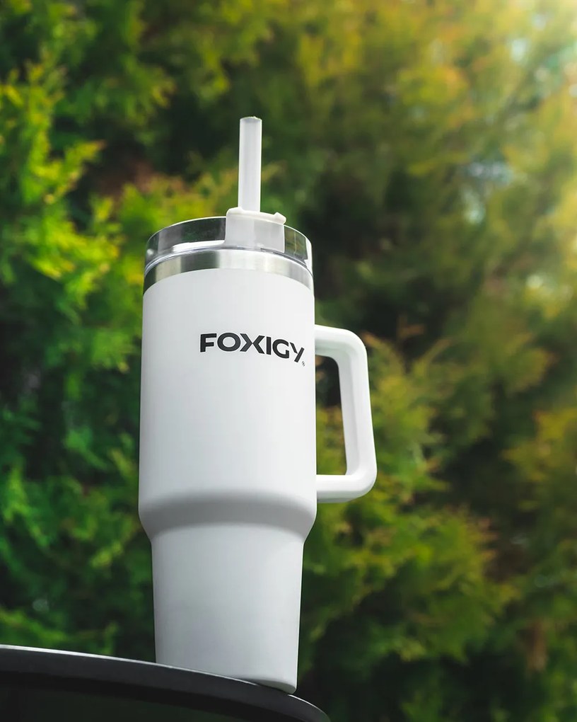 Foxigy Termohrnček do auta so slamkou 1200 ml White