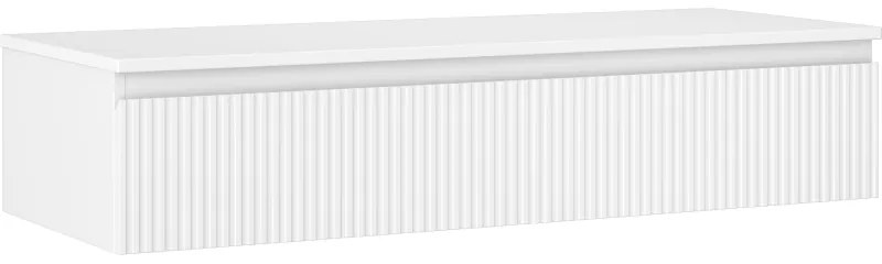Mexen Rivel, kúpeľňová skrinka 120 cm s hornou časťou, 1 zásuvka, drážkovaná, biela matná, 91A20-12023-1-BFC01