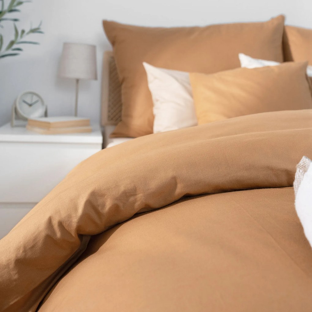 Goldea bavlnené posteľné obliečky - hnedé 140 x 200 a 70 x 90 cm