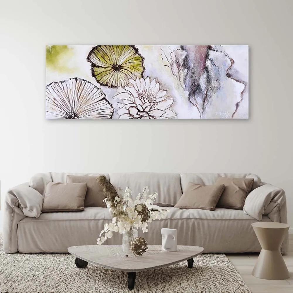 Obraz na plátně Malované květiny panoráma - 120x40 cm