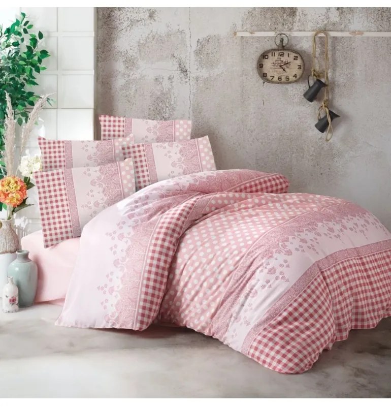 Obliečky bavlnené Alis ružové EMI, Štandardný set jednolôžko obsahuje 1x 140x200 + 1x 70x90